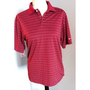 Nike Golf  Dry-Fit Polo Shirt Short Sleeve Mens Size S Striped Burgundy Red